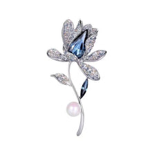 Load image into Gallery viewer, Serene Orchid Austrian Crystal & Pearl Brooch by Lovii