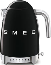 Load image into Gallery viewer, Smeg KLF04BLUK Jug Kettle with 7 Temperature Settings , 3KW, 1.7L &amp; TSF03BLUK 4 Slice Toaster, Extra Wide Slots, Black
