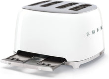 Load image into Gallery viewer, Smeg Jug Kettle with Acoustic Alarm, 3KW, 1.7L &amp; Smeg 4 Slice Toaster, Extra Wide Slots, White
